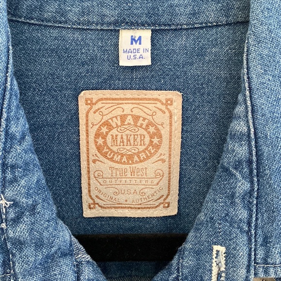 Awesome Vintage Quarter Button Up Denim Western Shirt - Picture 5 of 8